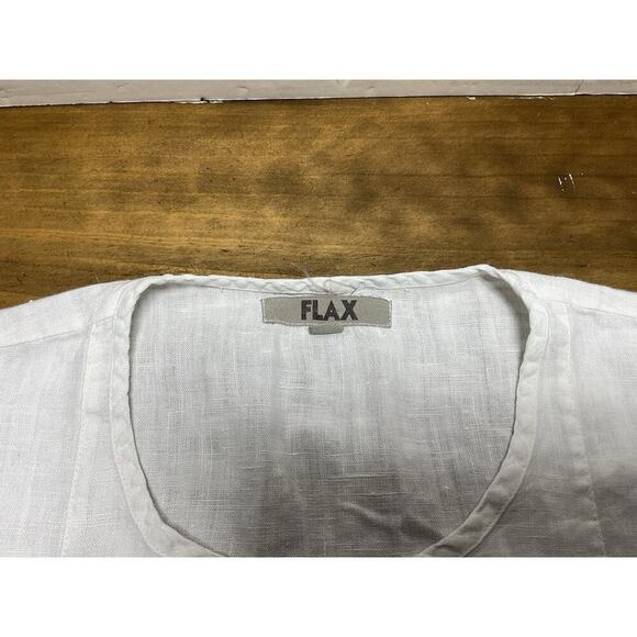 FLAX Womens Sz Small Short Sleeve White Linen Tunic Top -FLAW- - Picture 2 of 10